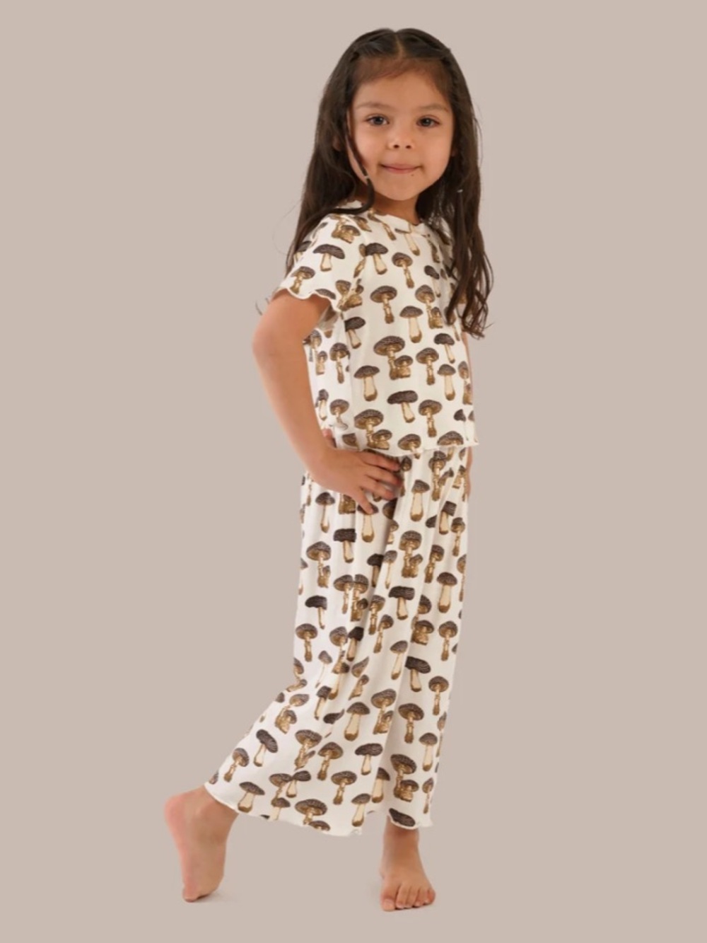 Kate Quinn SHORT SLEEVE JADE SET, NEUTRAL FUNGI, BAMBOO, Size 6-12 MOS., NWT 🍄‍🟫